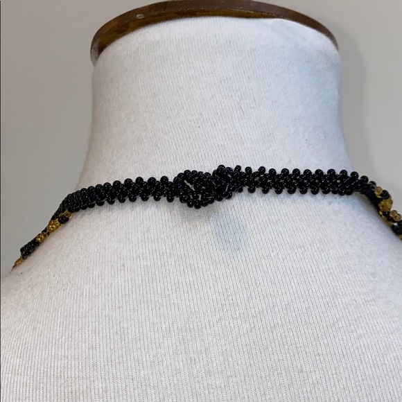 Black & Gold Seed Bead Necklace - Picture 5 of 11